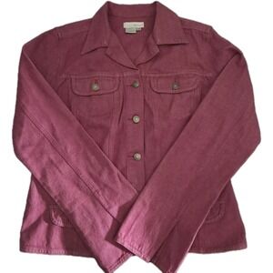 Spiegel Pink Denim Jacket Women's Size 14 Button Front 100% Cotton Blazer Style